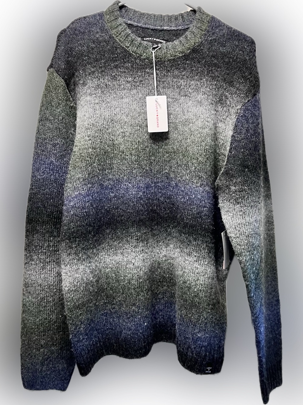 Lucky Brand Men's Ombre Crewneck Sweater - Gray, Green & Blue
